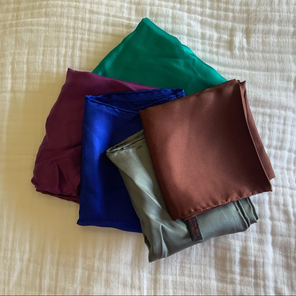BUNDLE OF 5 SILK POCKET SQUARES
